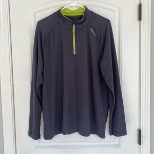 Reebok Men’s Gray Half Zip Long Sleeve Shirt Size Large